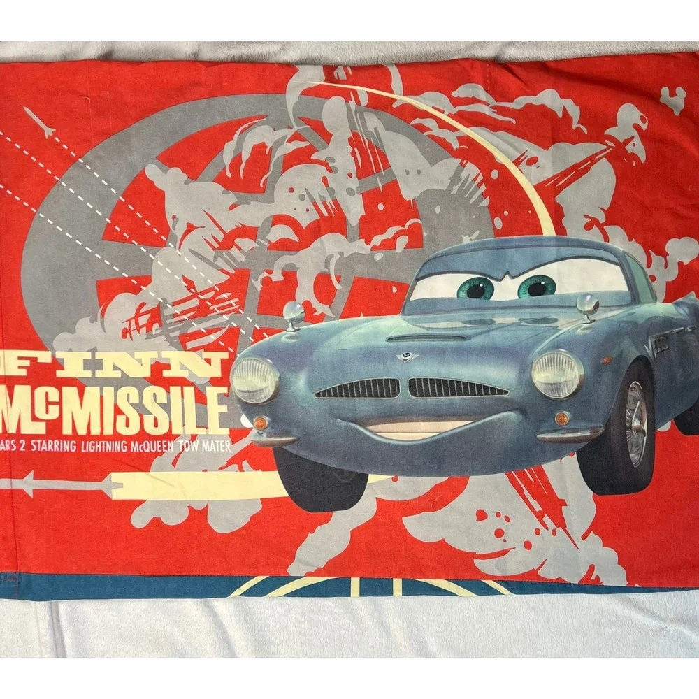 Disney Pixar Cars Pillowcase Standard Size Lightning McQueen Finn McMissile